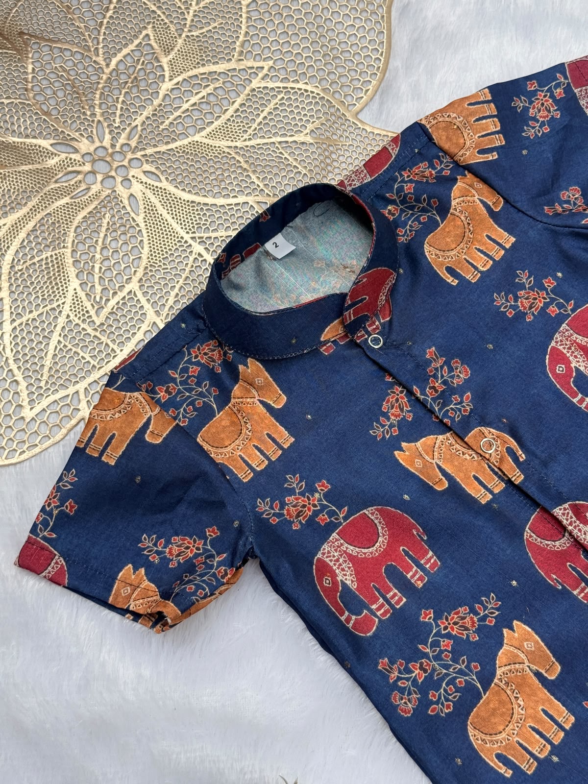 DIWALI2026 -DWB019- BLUE ELEPHANT SHIRT