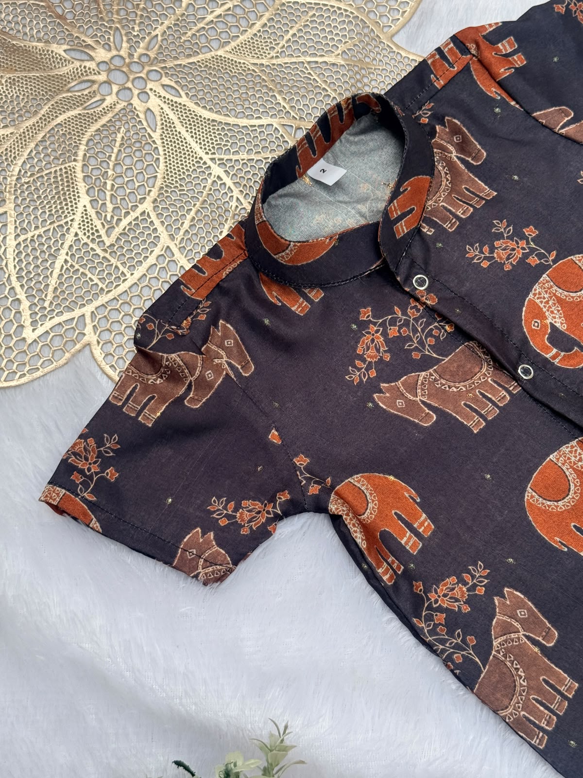 DIWALI2026 -DWB021- BLACK ELEPHANT SHIRT