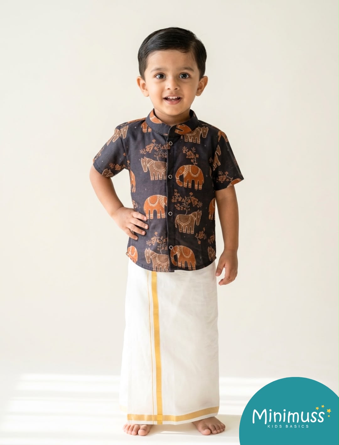 DIWALI2026 -DWB021- BLACK ELEPHANT SHIRT