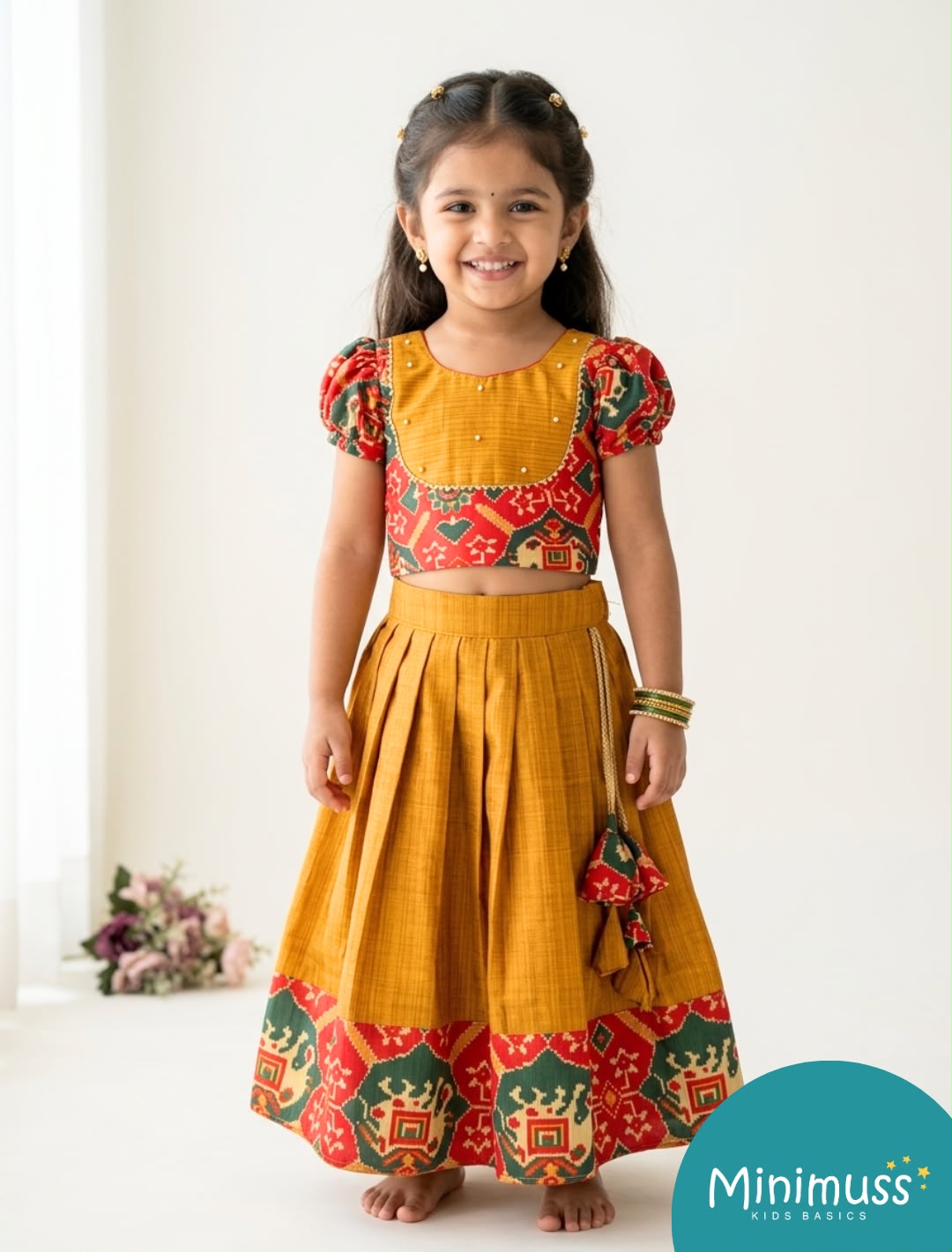 DIWALI2026 -DWG08-RED YELLOW PATOLA SKIRT SET
