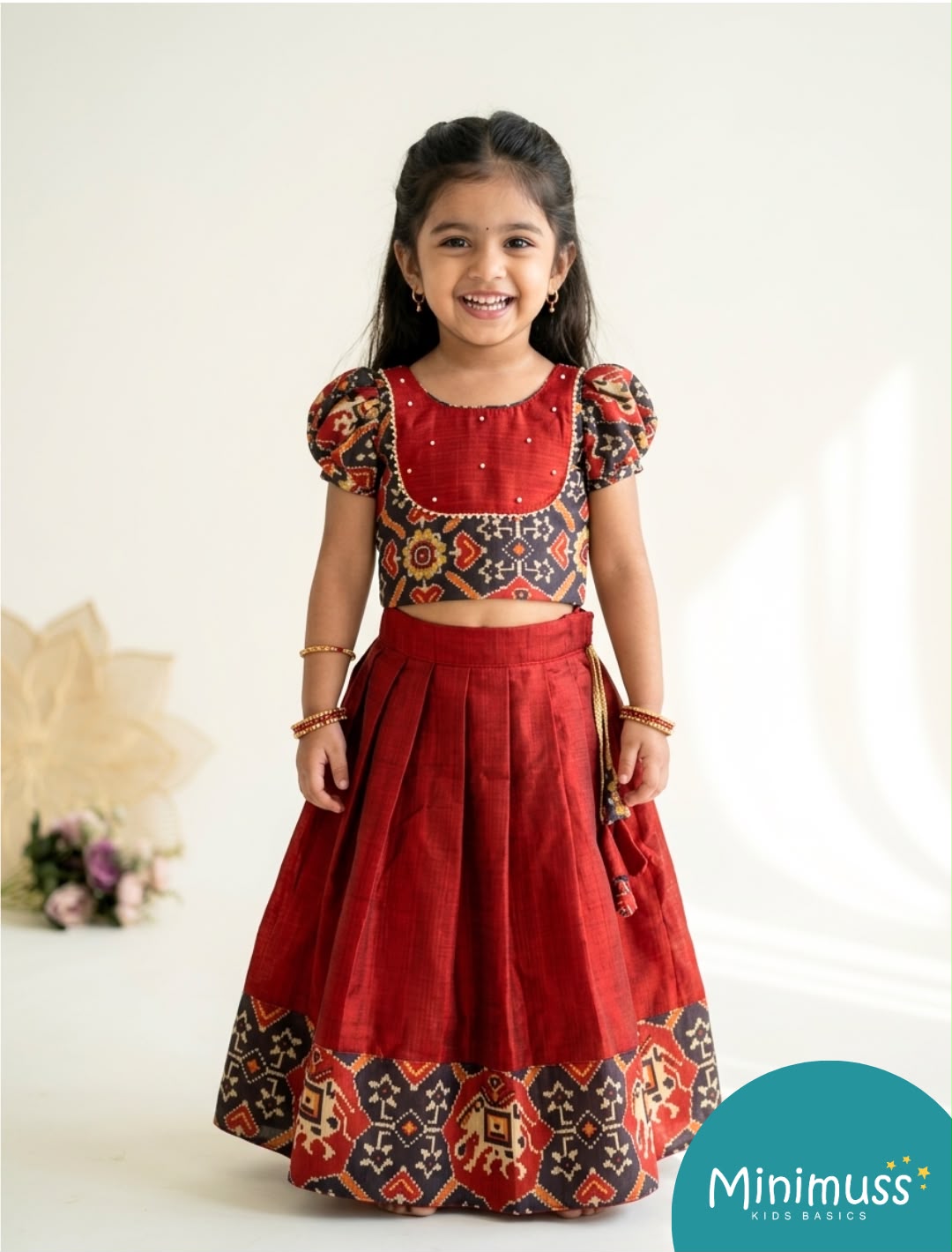DIWALI2026 -DWG07-BLACK RED PATOLA SKIRT SET