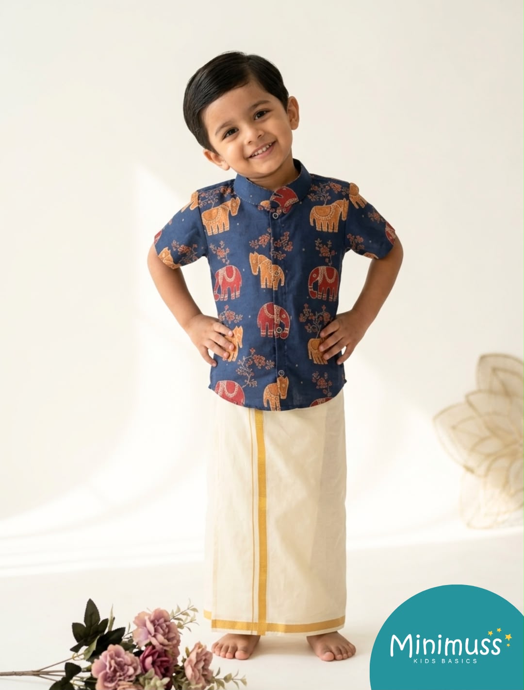 DIWALI2026 -DWB019- BLUE ELEPHANT SHIRT