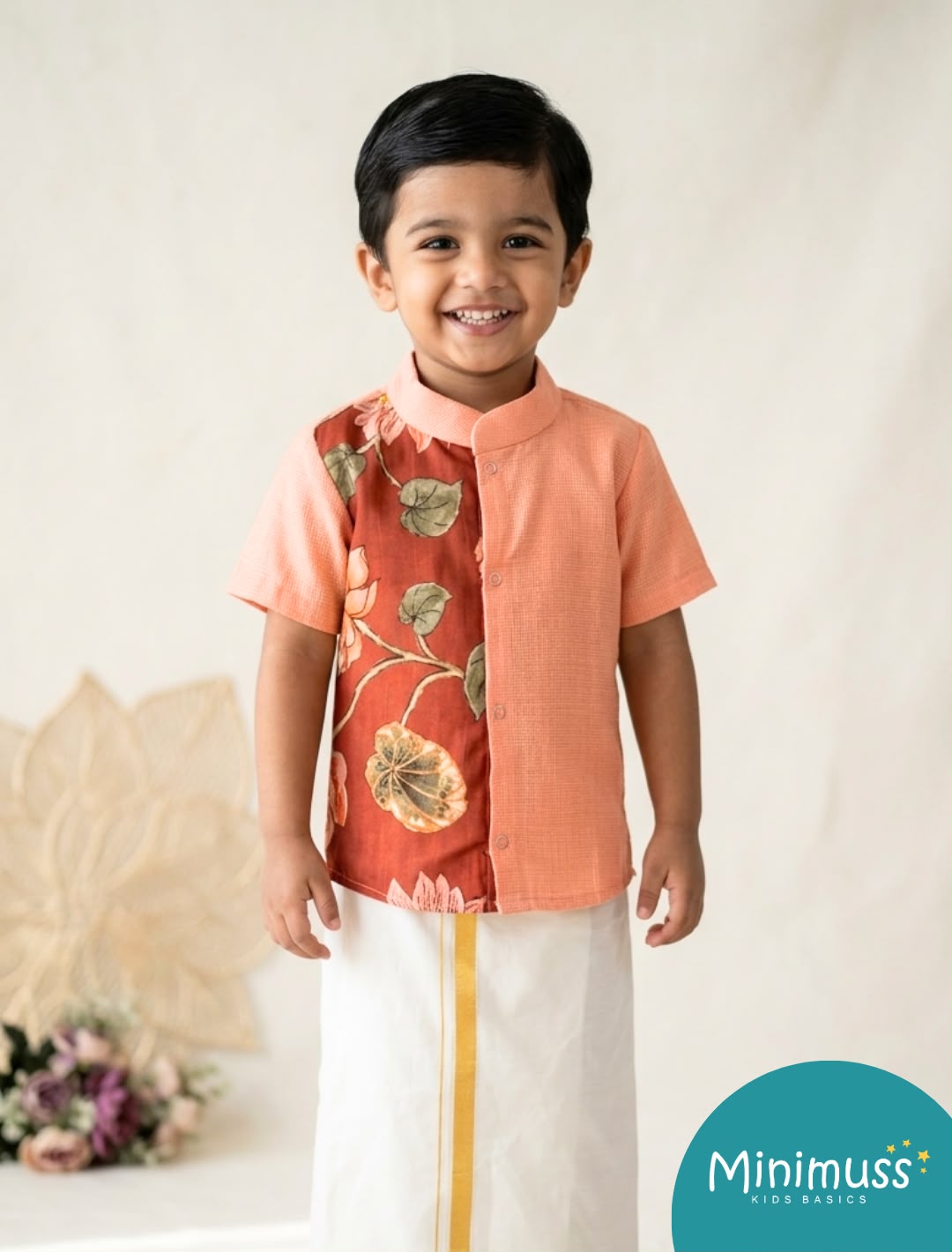 DIWALI2026 -DWB003-RUST KALAMKARI/PEACH KOTADORIA SHIRT