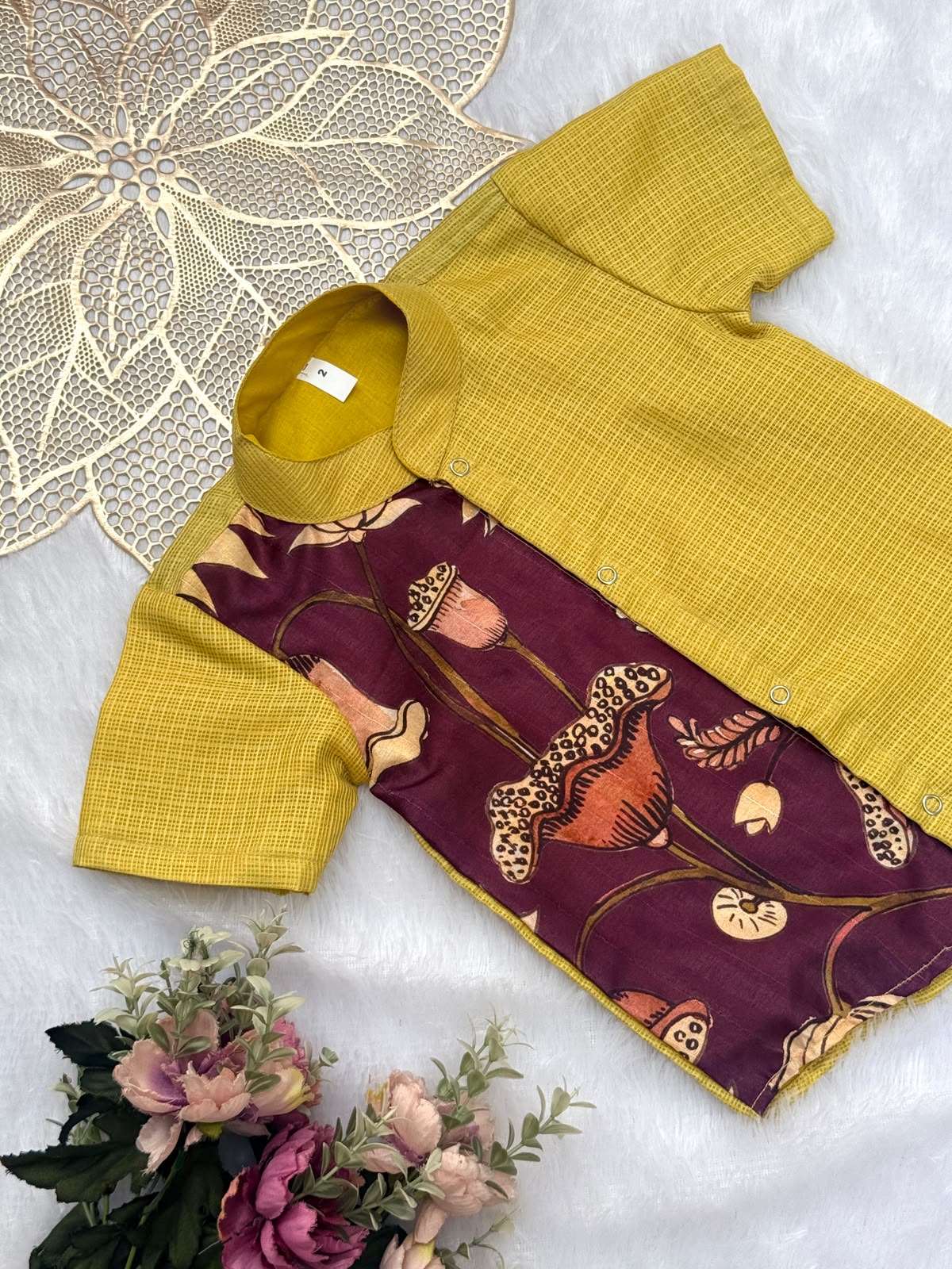 DIWALI2026 -DWB004-PURPLE KALAMKARI/GREEN KOTADORIA SHIRT