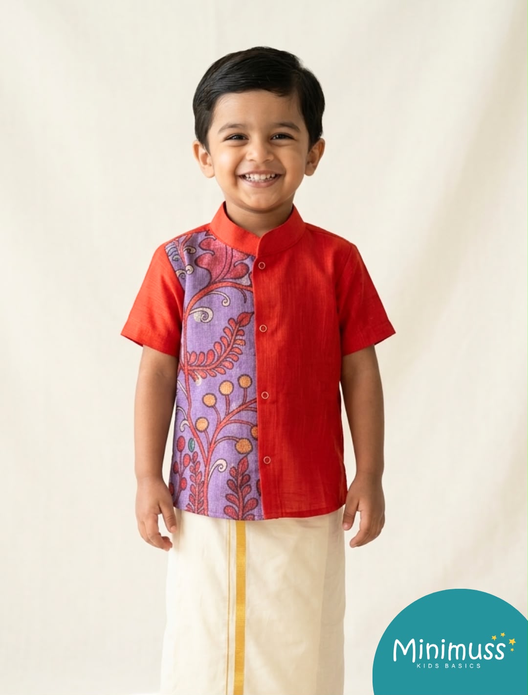 DIWALI2026 -DWB007-LAVENDER PRINT KOTADORIA/ RUST COTTON SHIRT