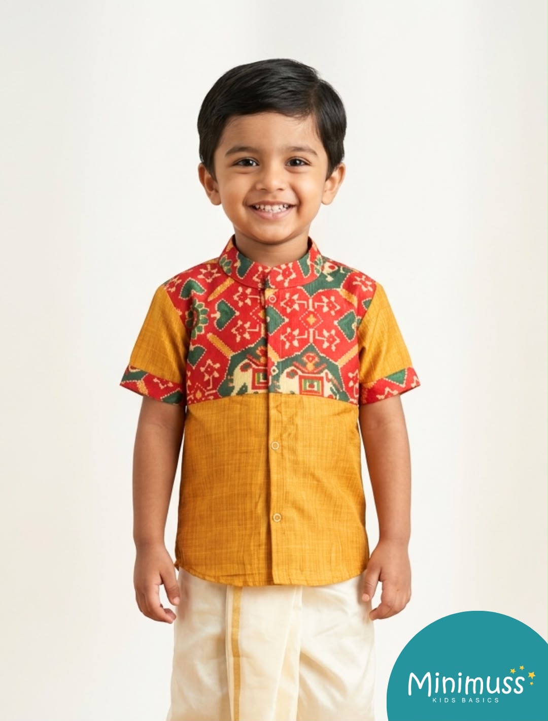 DIWALI2026 -DWB011-RED YELLOW PATOLA SHIRT