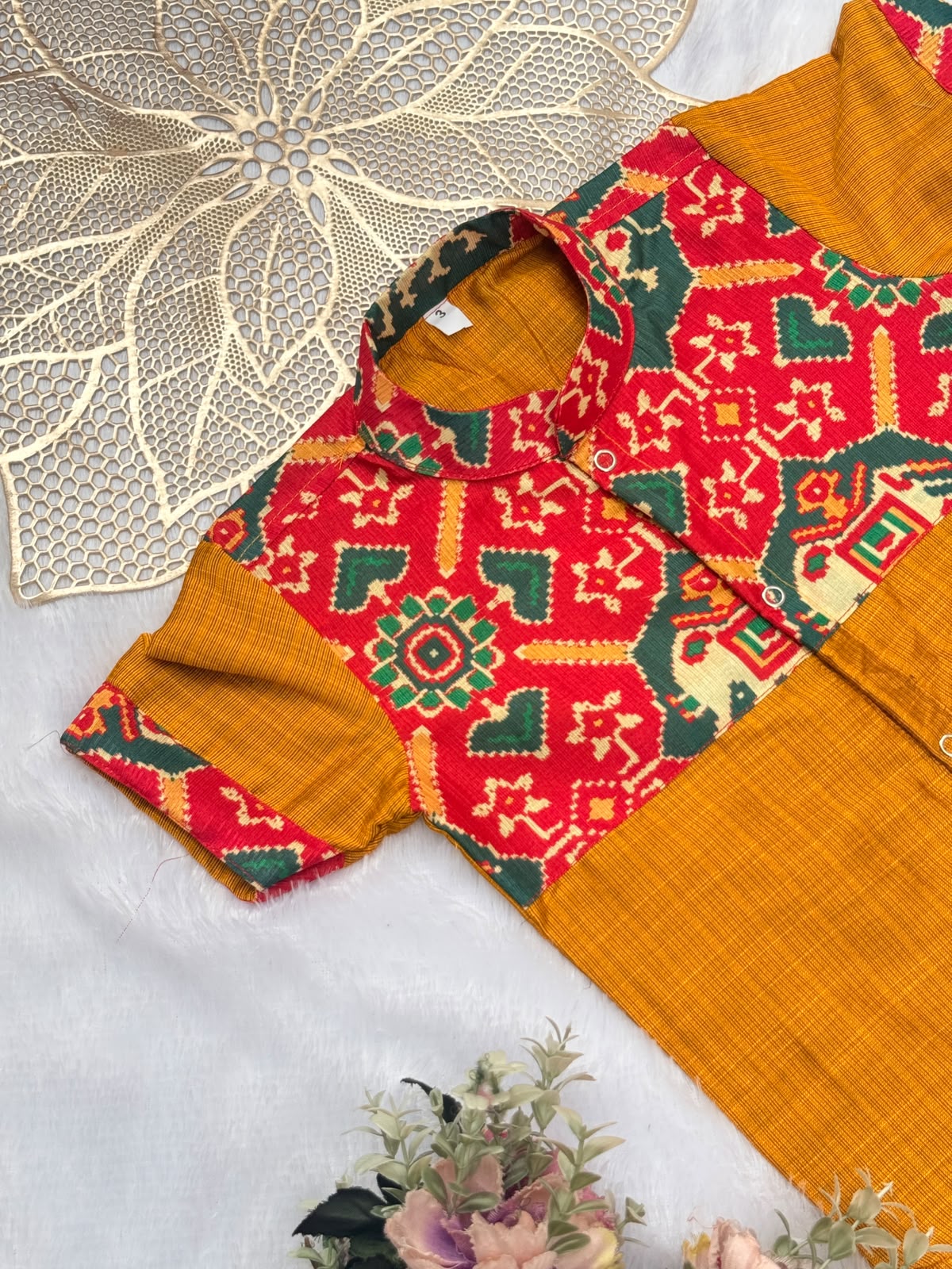 DIWALI2026 -DWB011-RED YELLOW PATOLA SHIRT