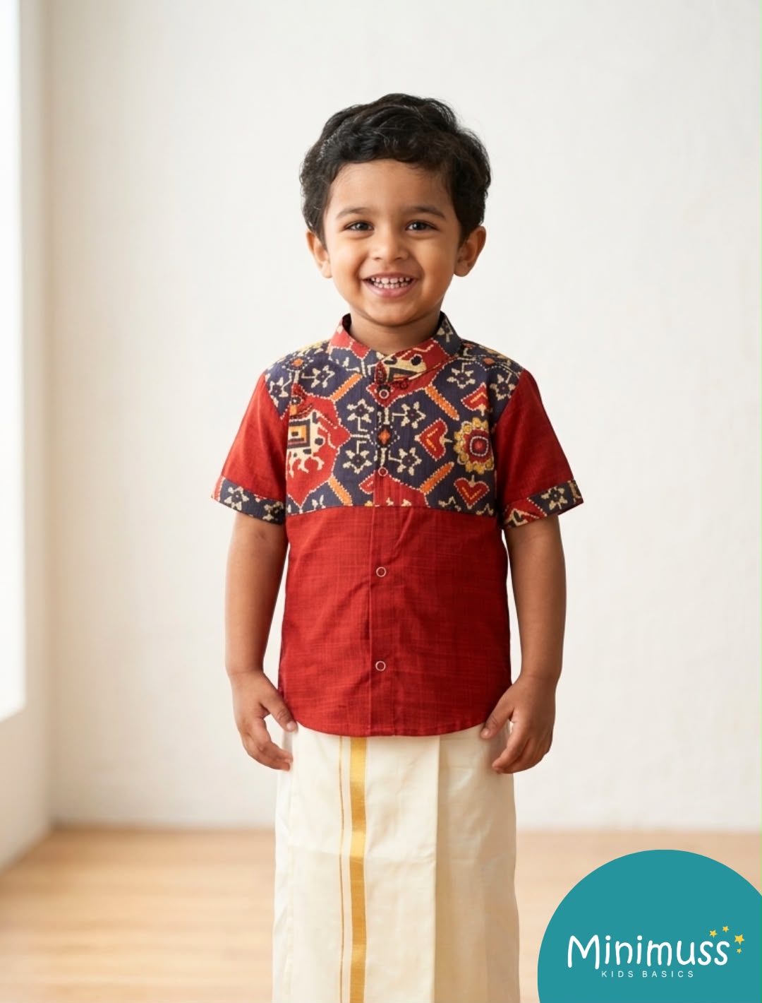 DIWALI2026 -DWB010-RED BLACK PATOLA SHIRT