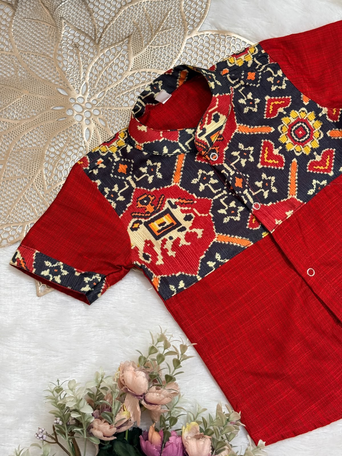 DIWALI2026 -DWB010-RED BLACK PATOLA SHIRT