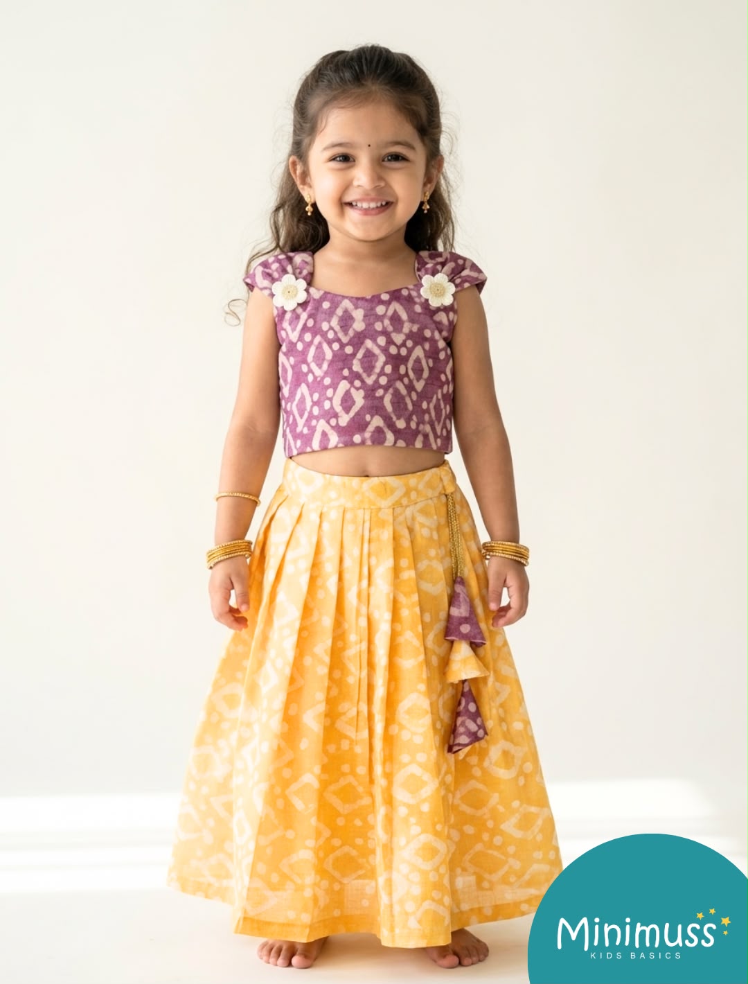 DIWALI2026 -DWG015-BATHIK MAUVE YELLOW SKIRT SET